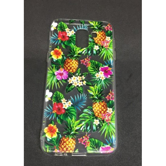 Capa Silicone Gel Com Desenho Samsung Galaxy J8 2018 Transparente Tropical